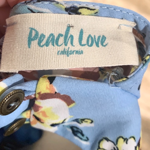 Peach Love Blue Floral Halter Neck Sleeves Dress - Picture 9 of 10